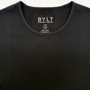 BYLT Lux T Shirt Mens Short Sleeve M Solid Black Athletic Fit Premium Basics